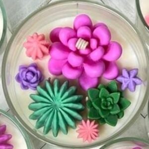 Vela terrario de suculentas en vidrio